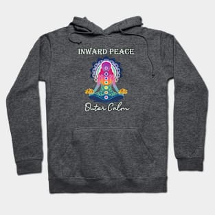 Inspirational Inward Peace Outer Calm Yoga Motivational Hoodie